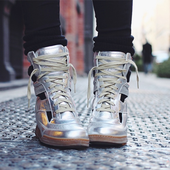 Marc By Marc Jacobs Shoes - Marc by Marc Jacobs Silver Leather Wedge Sneaker